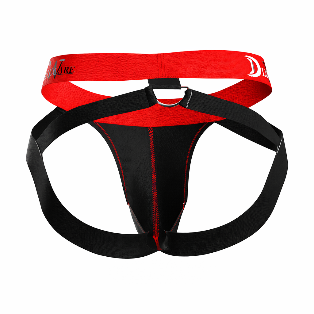 D-Ring'd Jockstrap - Black & Red