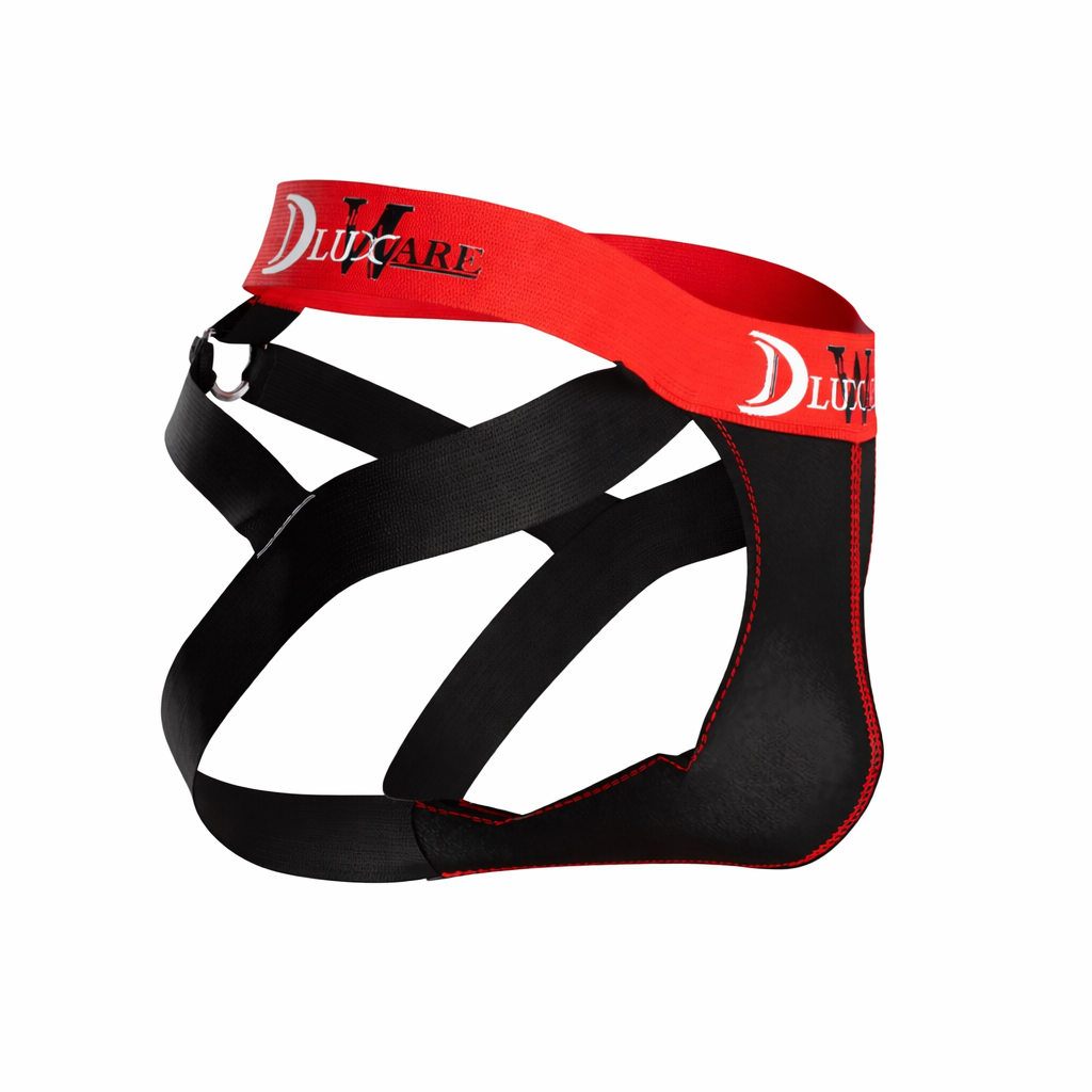 D-Ring'd Jockstrap - Black & Red